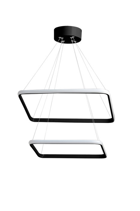 Opviq Duple Square Set Lámpara de araña Negra con Luz Amarilla